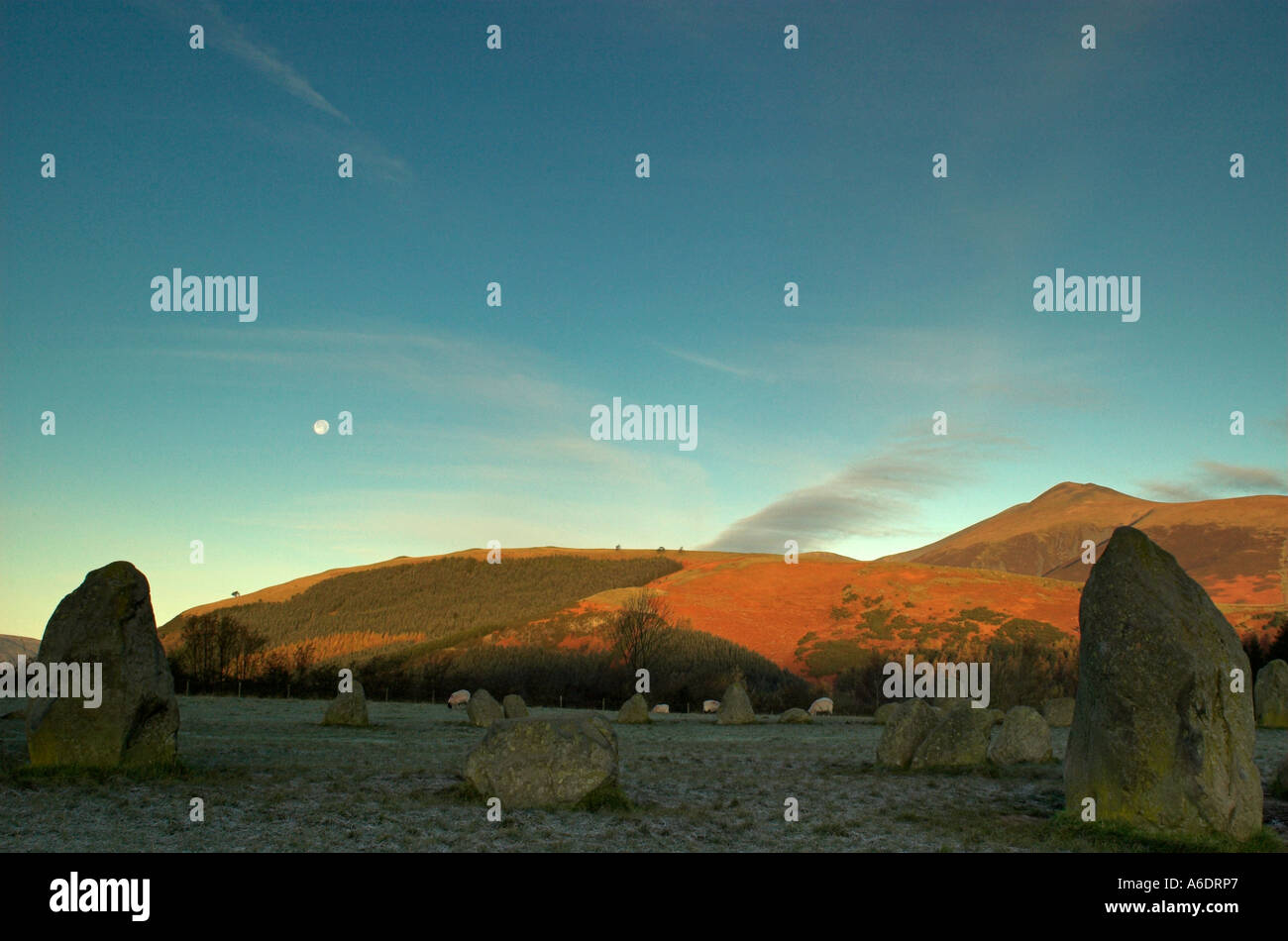Cercle de pierres de Castlerigg à l'aube Banque D'Images