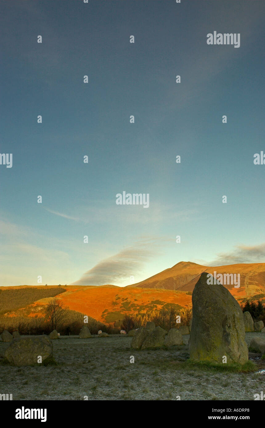 L'aube au cercle de pierres de Castlerigg Banque D'Images