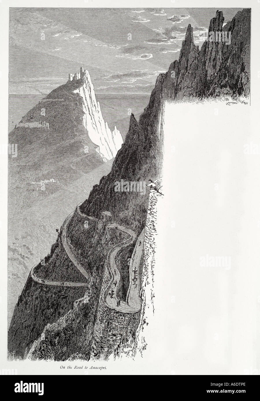 L'île de Capri Capri Naples Italie Campanie région du golfe hair pin bend vallée escarpée Méditerranéenne Italienne de montagne route piste Banque D'Images