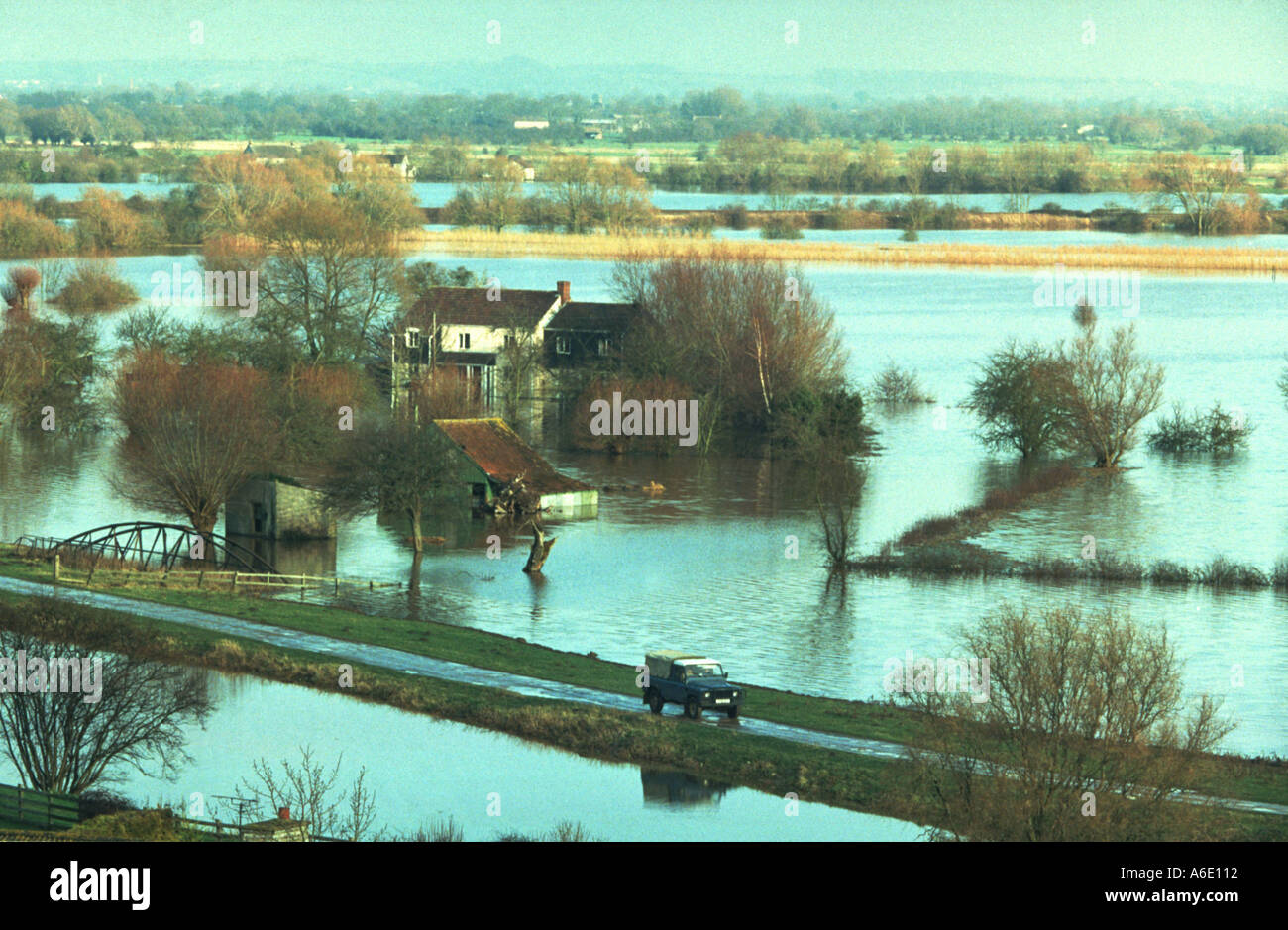Les inondations sur les niveaux de Somerset Banque D'Images