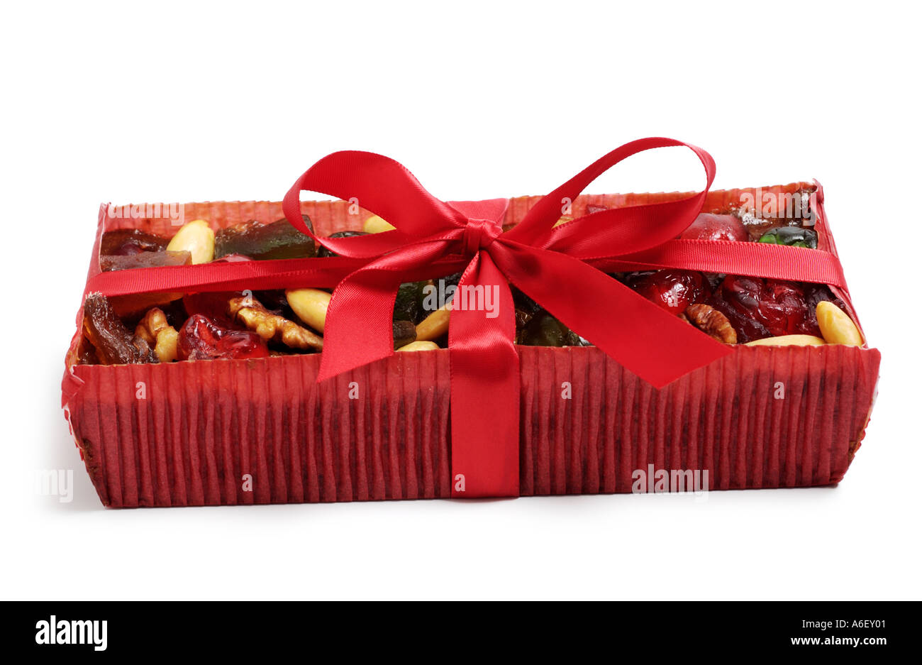 Gâteau aux fruits avec Red Bow Banque D'Images