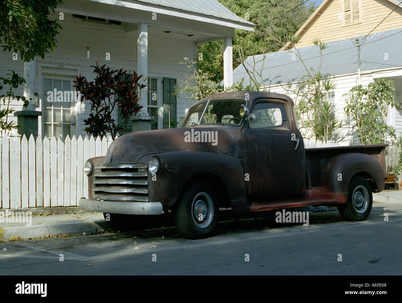 Ancienne 1947 à 1953 Chevy pickup Stepside à Key West en Floride USA Banque D'Images