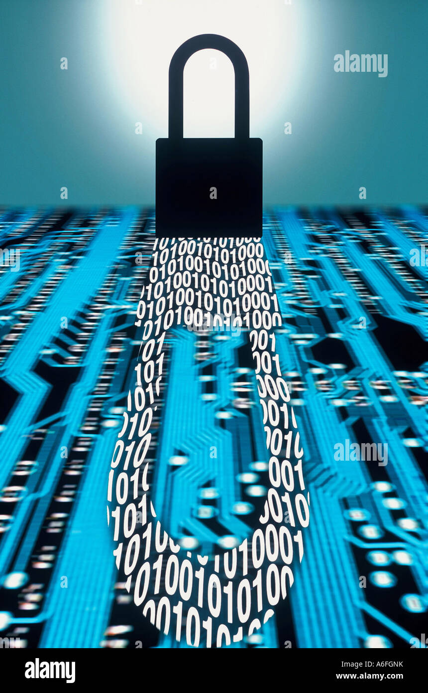 Verrouiller l'ordinateur numérique et cyber security Banque D'Images