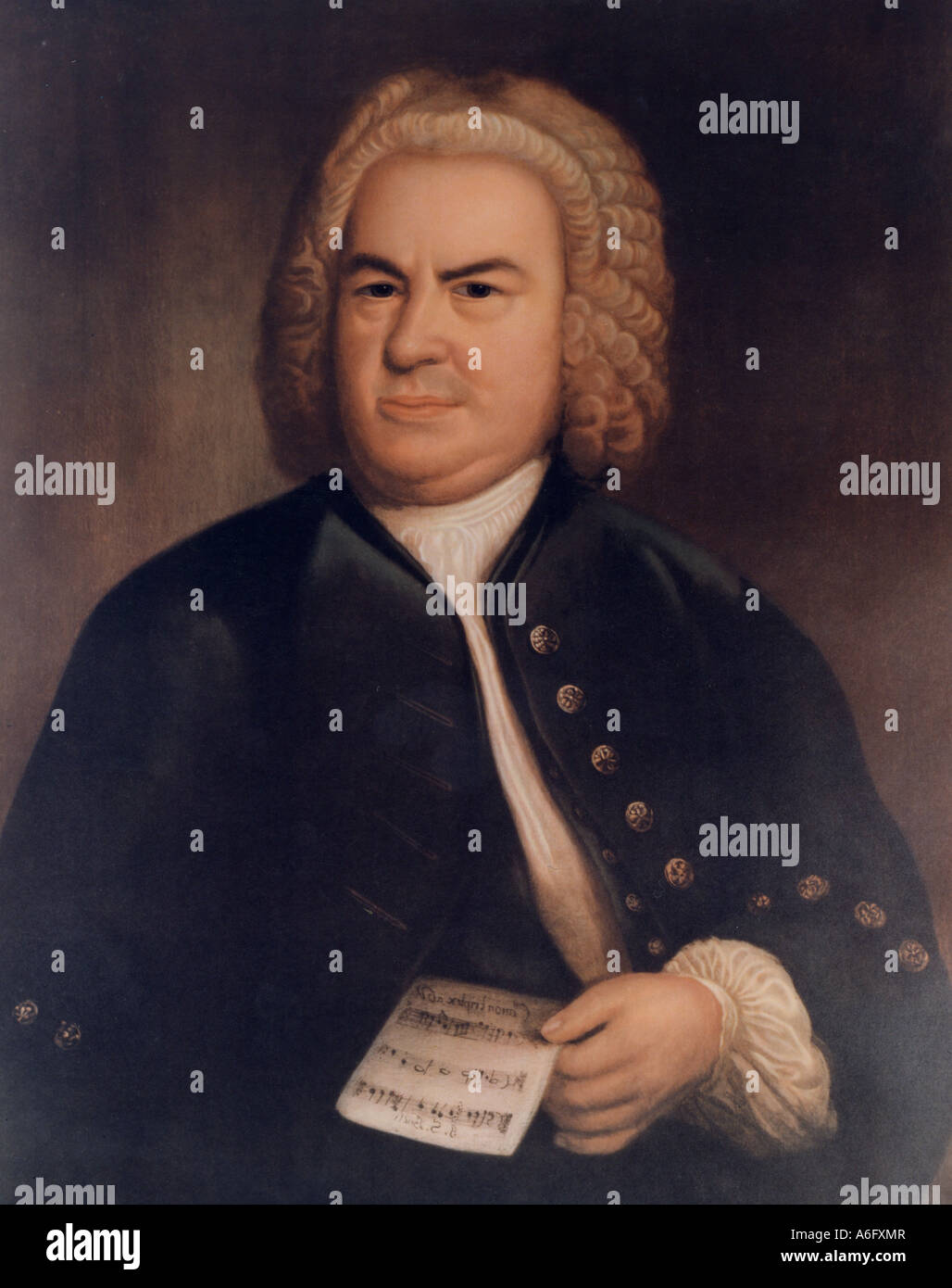 JOHANN Sebastian BACH compositeur allemand 1685 à 1750. Portrait d'impression par Elias Gottlieb Haussmann à1746 Banque D'Images