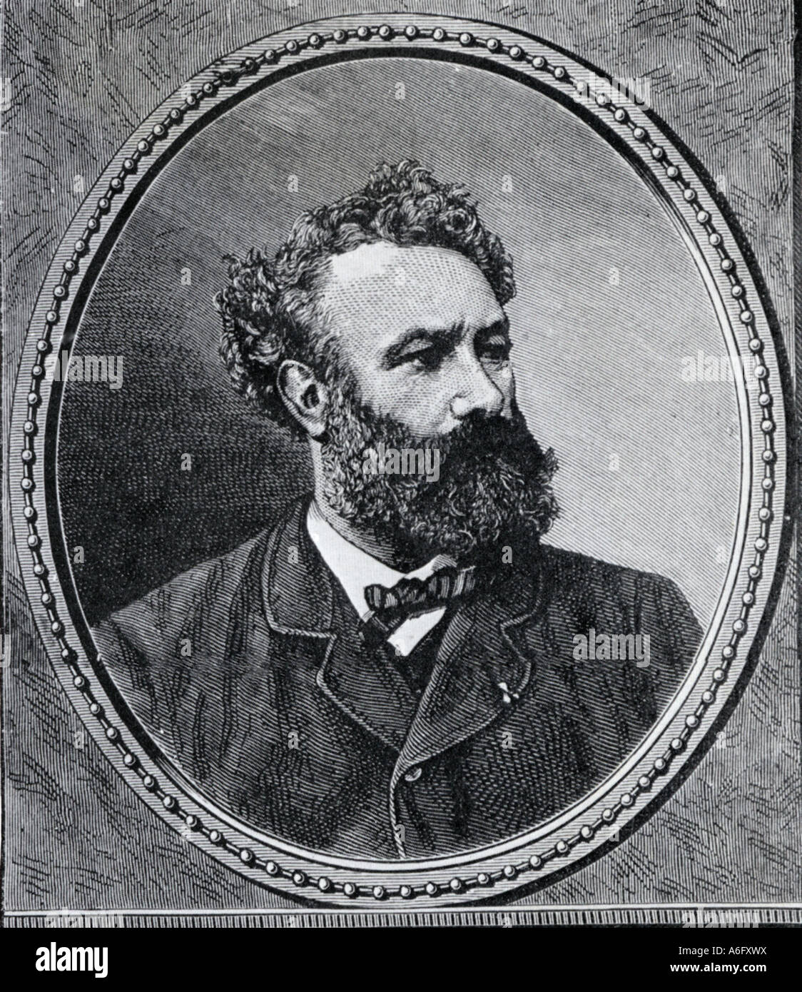 JULES VERNE (1828-1905) écrivain français dans une gravure par Guillaumot sur 1880 Banque D'Images