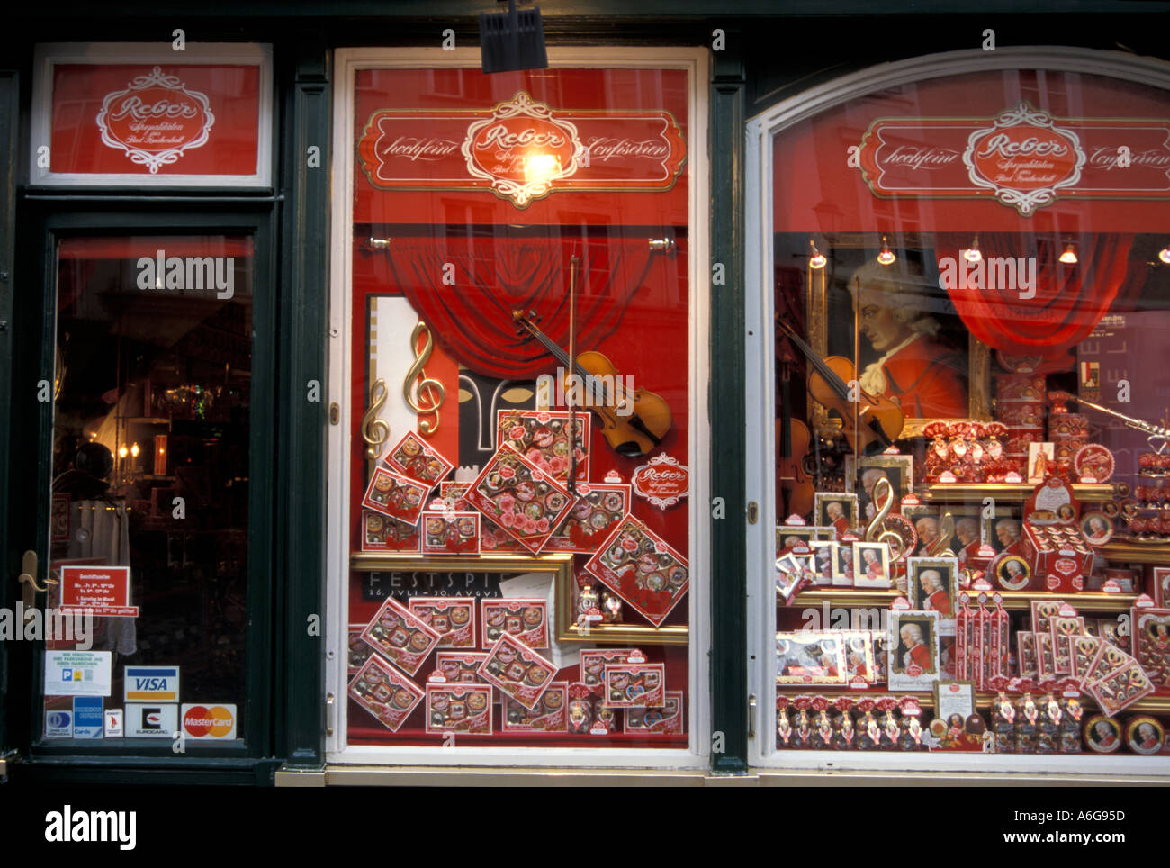 Boutique de souvenirs de Mozart Banque D'Images