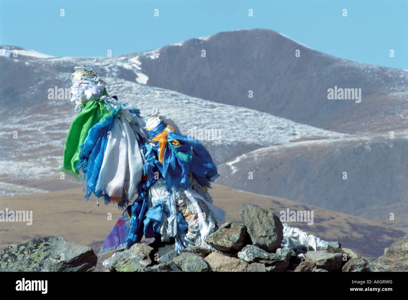 L'obo lieu rituel Buguzun passent l'Altai Altay (République) Russie (Fédération de Russie) Banque D'Images