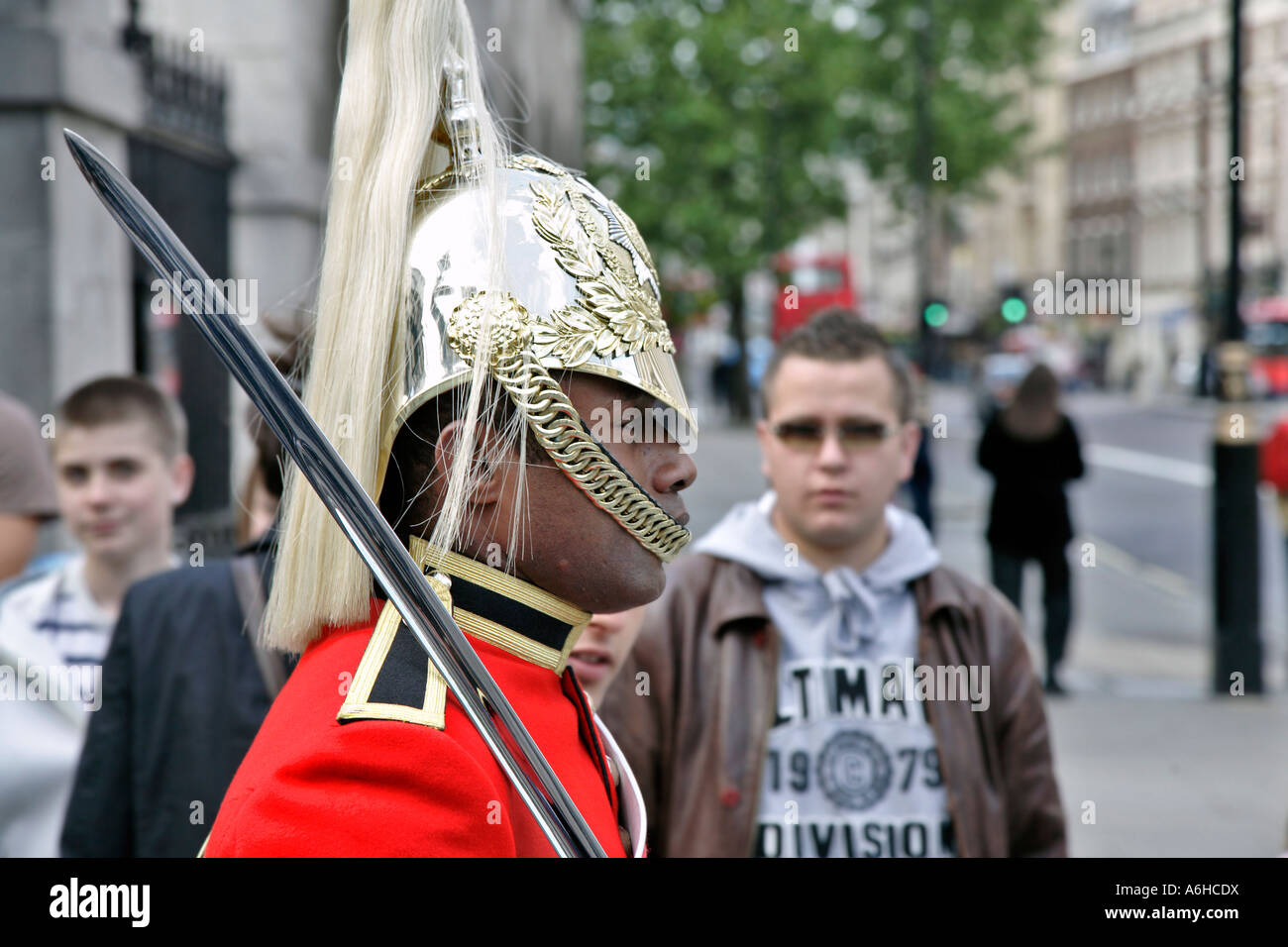 Un comité permanent garde noire à l'attention de Whitehall, Londres Banque D'Images