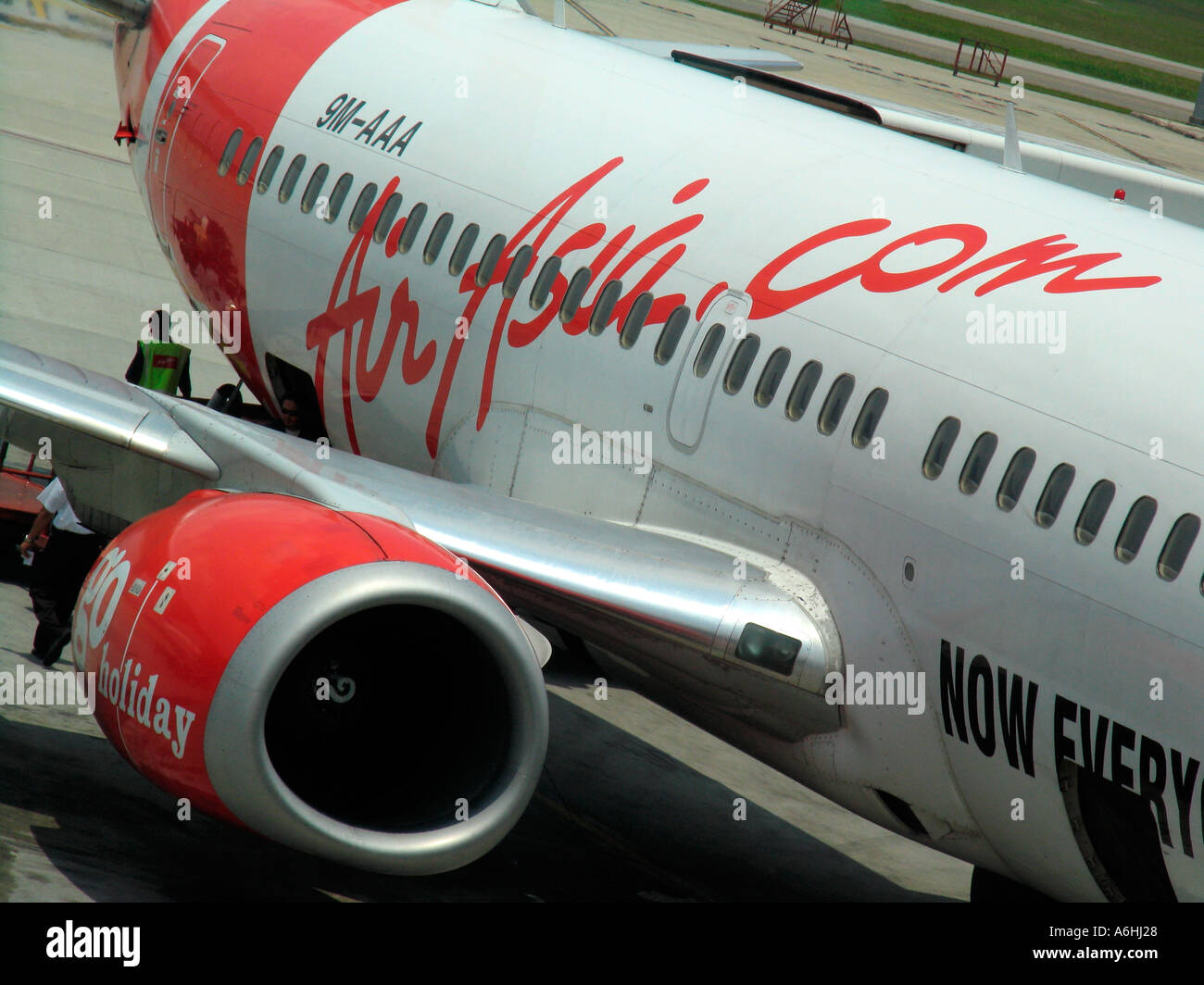 L'Asie de l'air Boeing 737 l'Aéroport International de Kuala Lumpur en Malaisie Banque D'Images