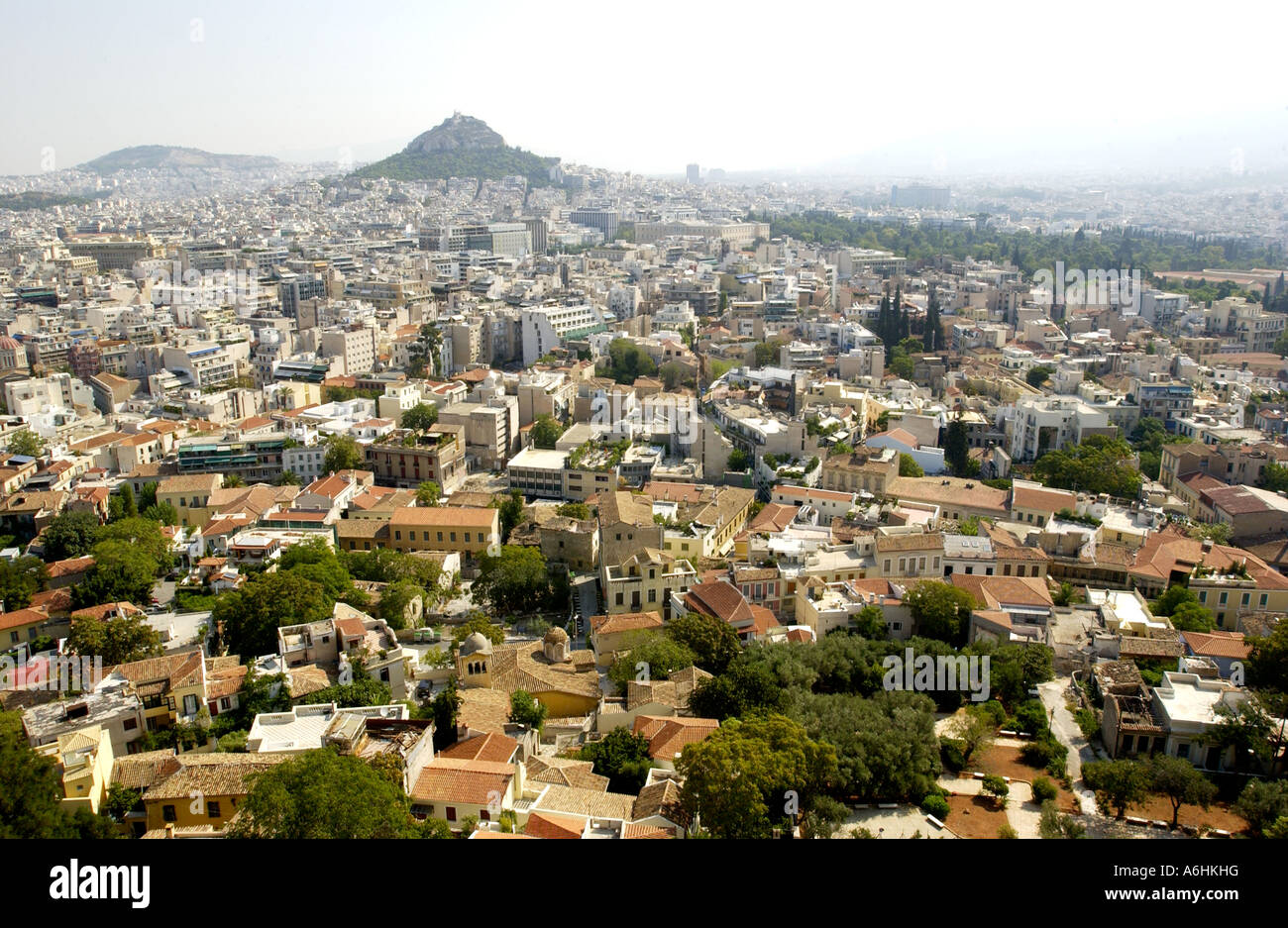 Vue d'Athènes, la Grèce de l'Acropole. Banque D'Images