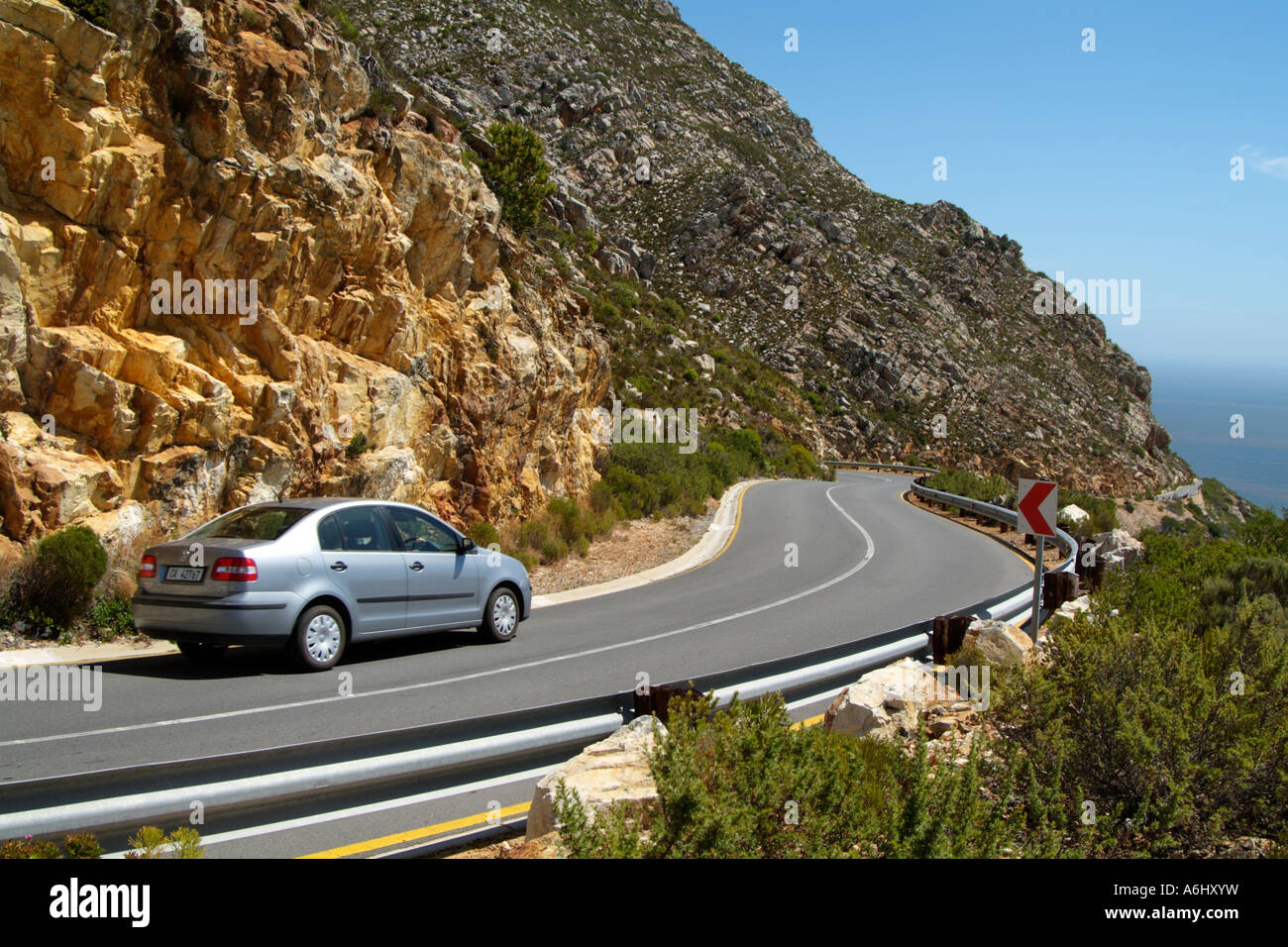La conduite sur une route de montagne dans le western cape Afrique du Sud Banque D'Images
