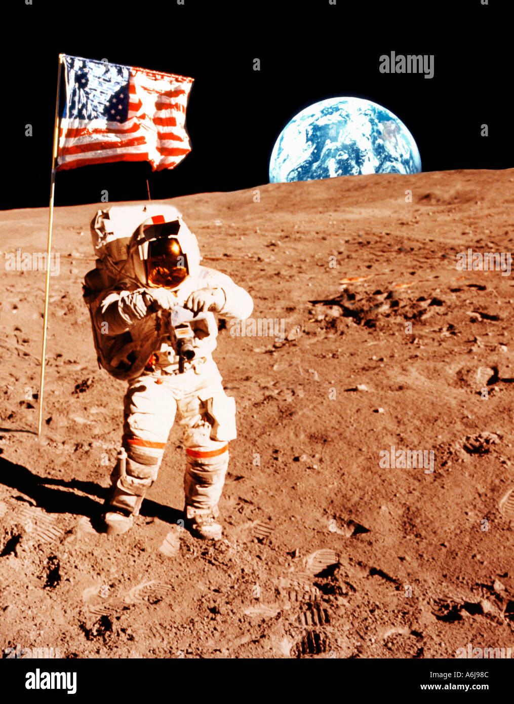 Astronaute sur la lune Banque D'Images