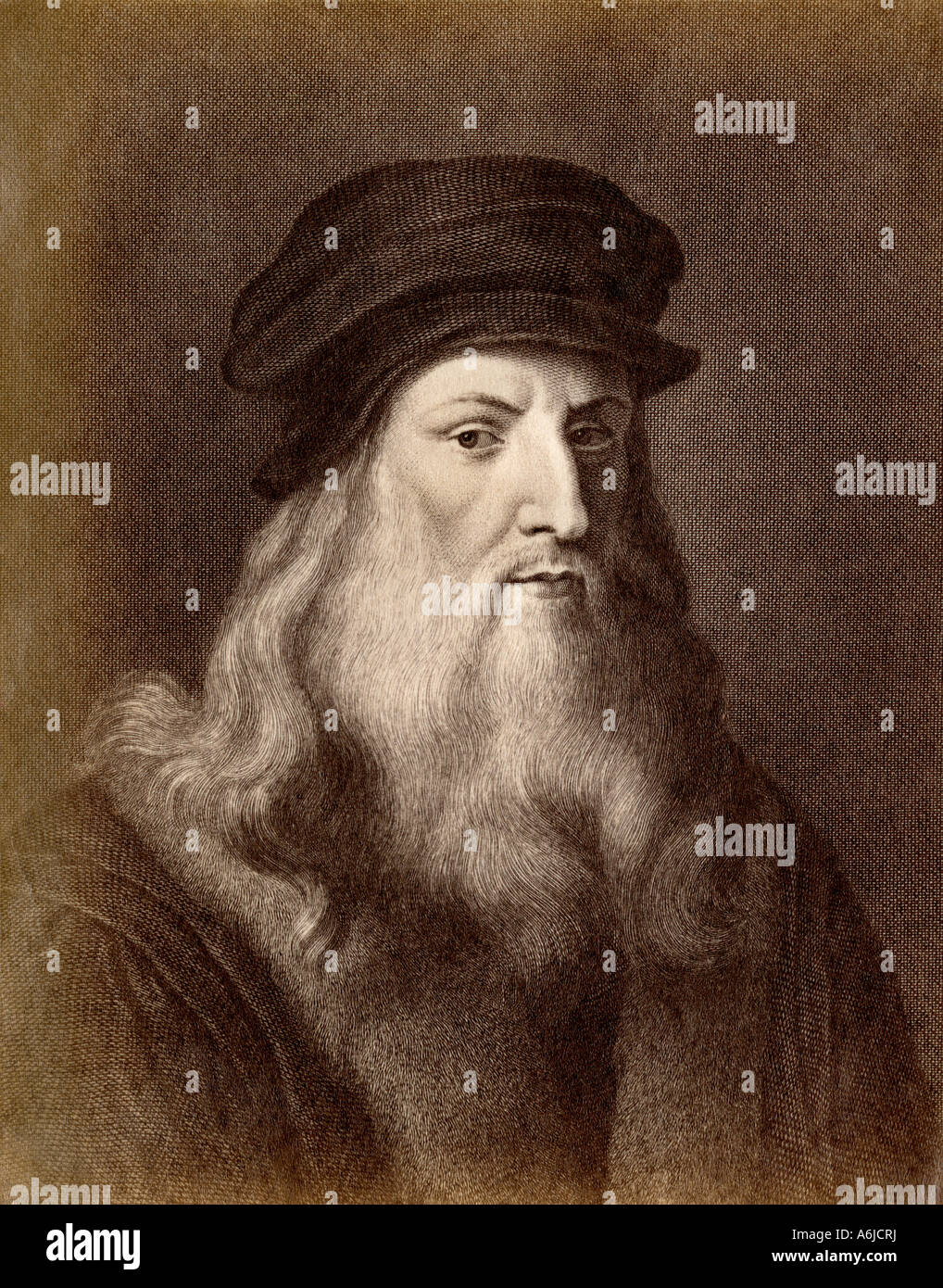 Léonard de Vinci. Photographie d'une illustration Banque D'Images