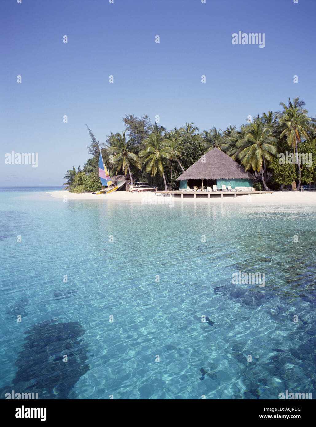 Ihuru Island, Atoll de Kaafu, République des Maldives Banque D'Images