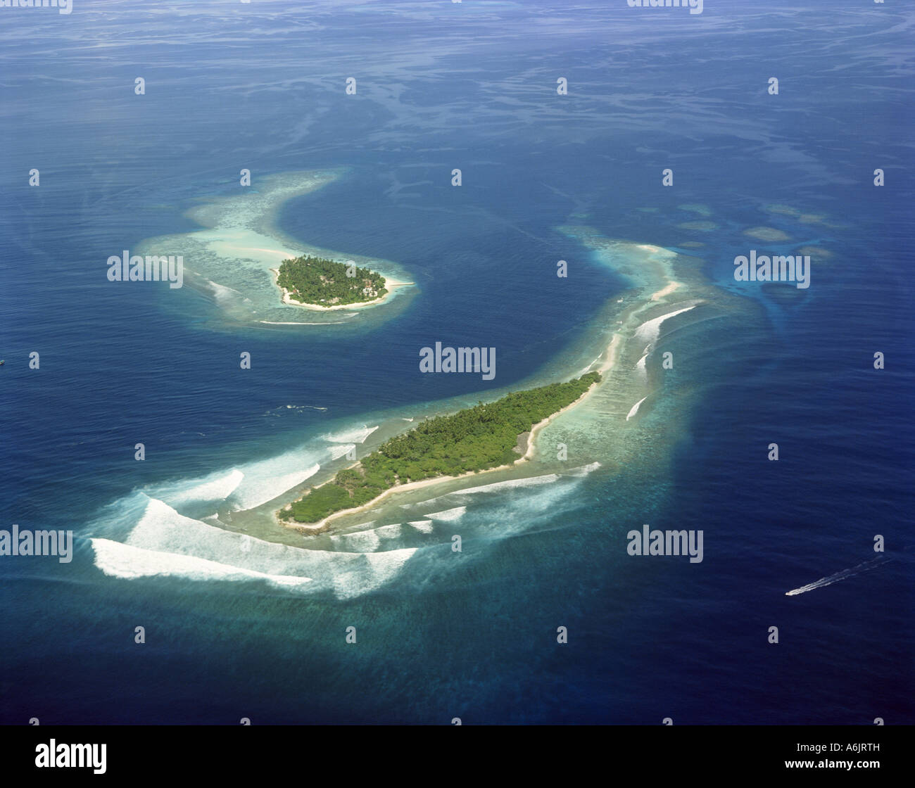 Vue aérienne de l'Atoll de Kaafu, îles, République des Maldives Banque D'Images