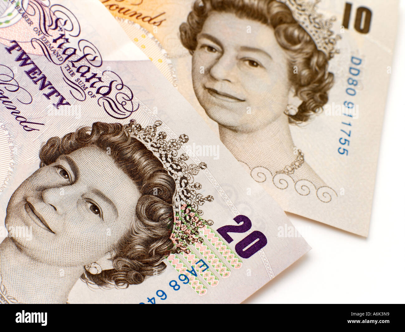 Symbole de la reine Elizabeth II sur les billets de banque Banque D'Images