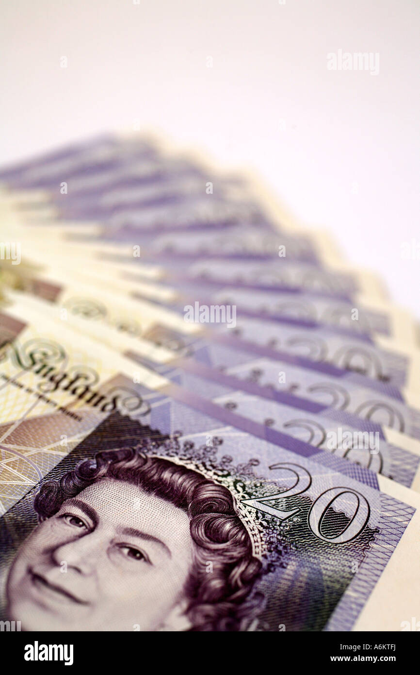 Les cadres de la nouvelle banque d'Angleterre, 2007 note de 20 livres Banque D'Images