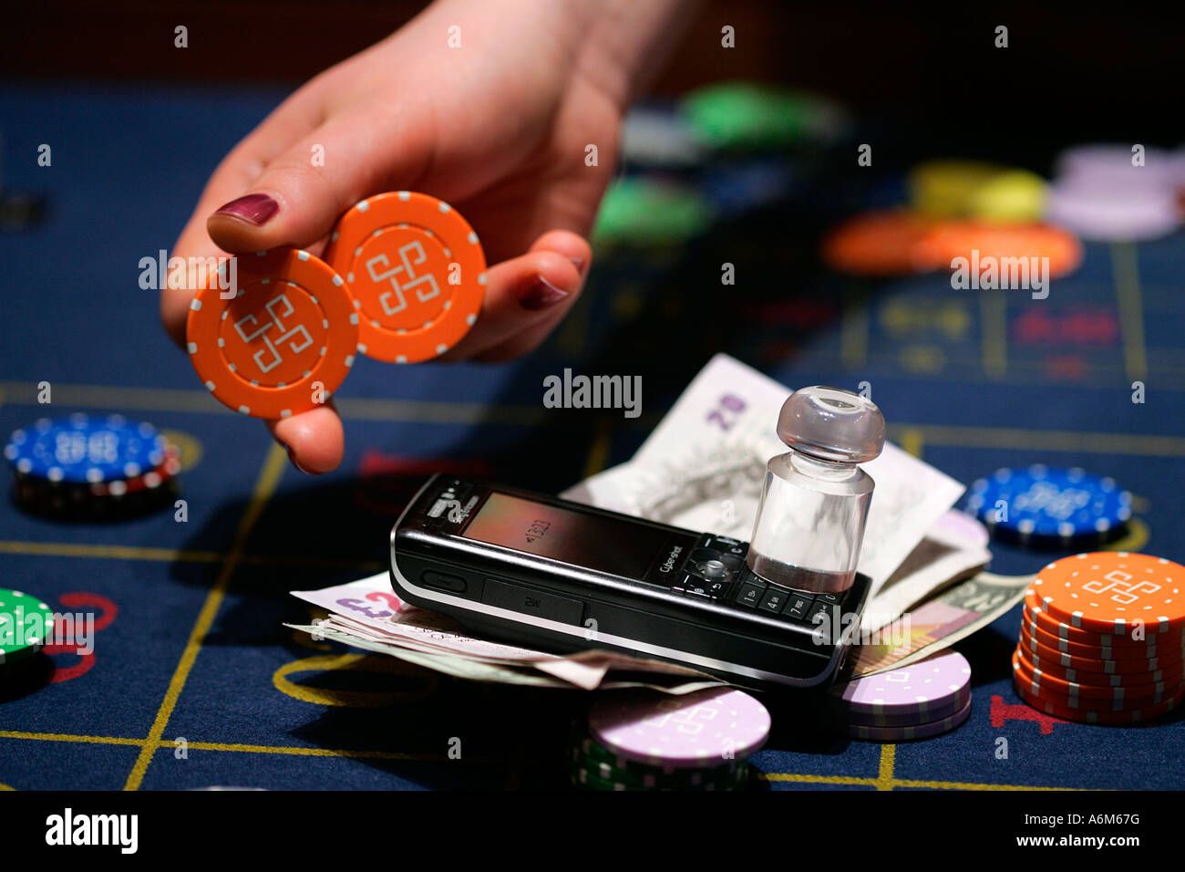 Jeu de roulette casino mobile téléphone vente de pari Banque D'Images