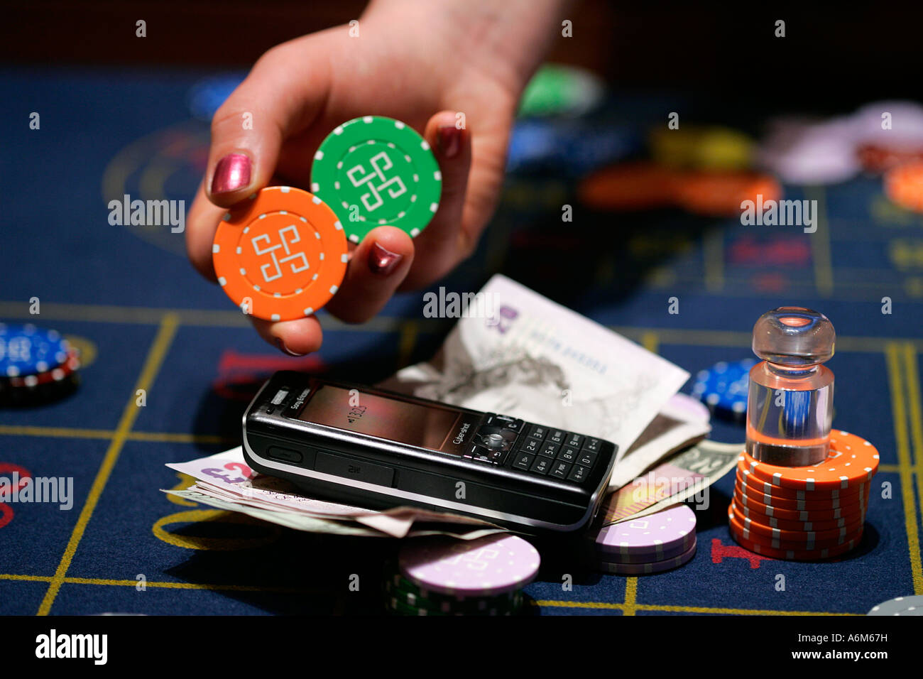 Jeu de roulette casino mobile téléphone vente de pari Banque D'Images