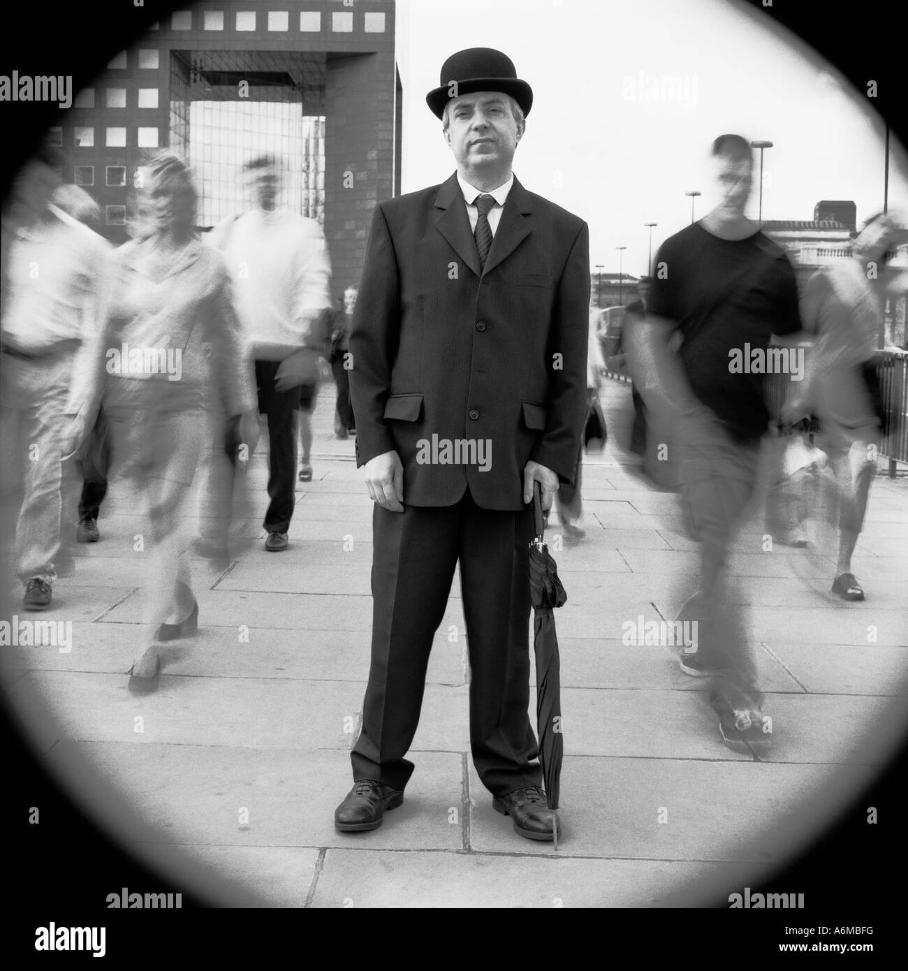Homme d'affaires anglais sur Waterloo Bridge Banque D'Images