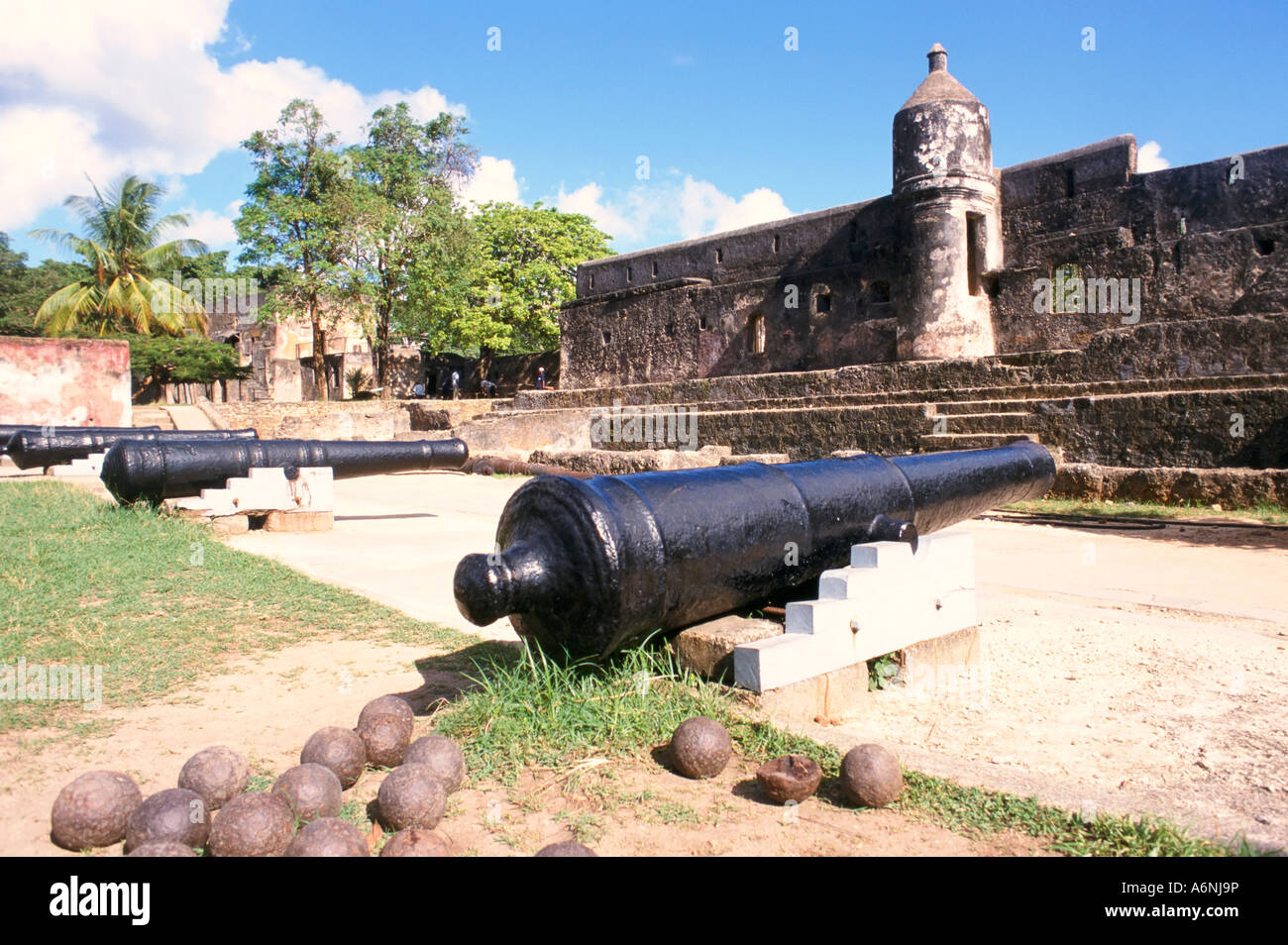 Fort Jésus construit entre 1593 et 1596 par l'Afrique de l'Est Kenya Mombasa Portugais Sud Banque D'Images