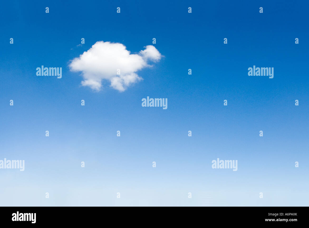 Un seul nuage moelleux doux blanc dans le ciel bleu en forme d'un animal Banque D'Images