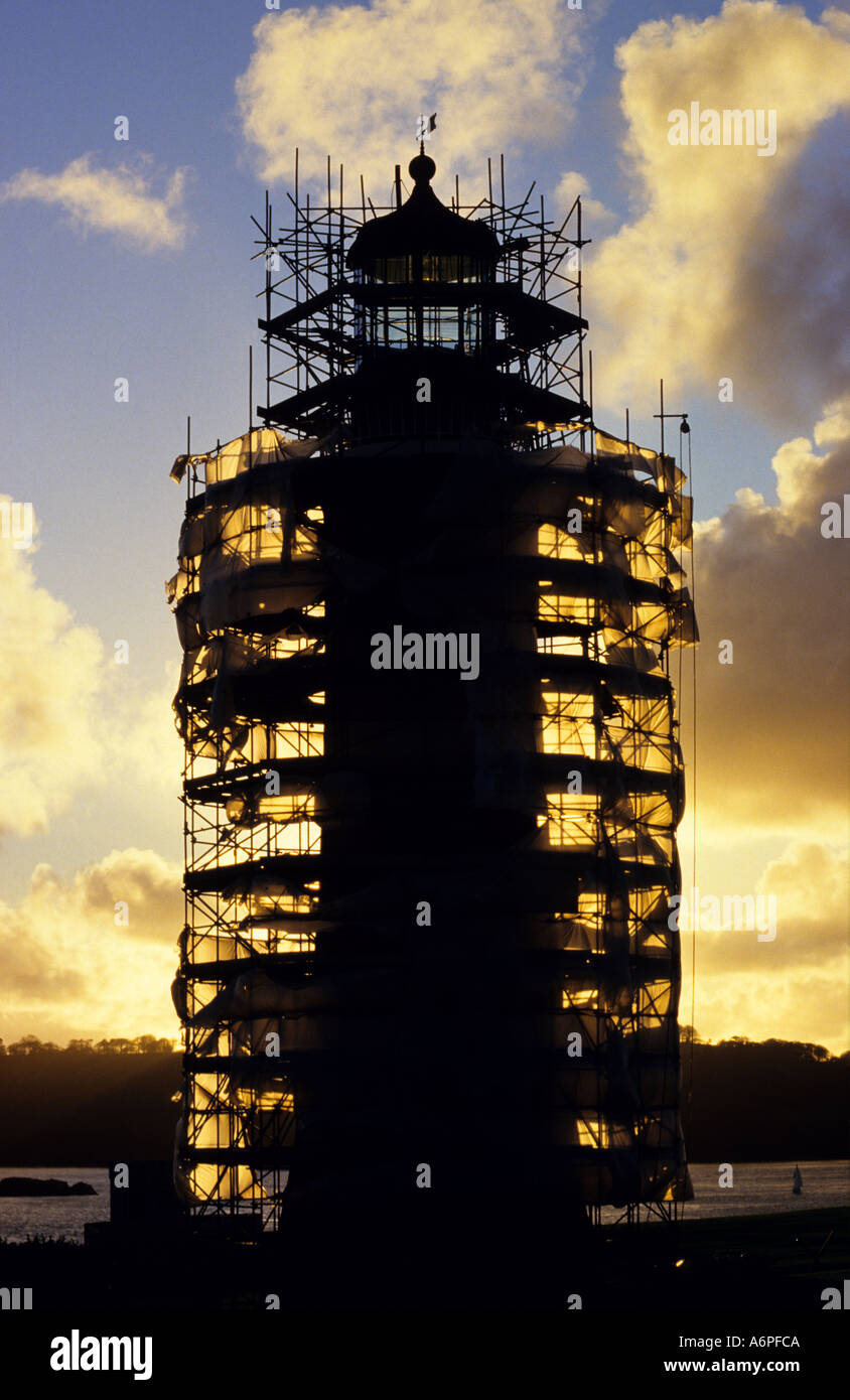 Smeaton'S TOWER en cours de restauration construite en 1759 par John Smeaton sur eddystone rocks déménage plus tard à Plymouth Hoe plymouth uk Banque D'Images