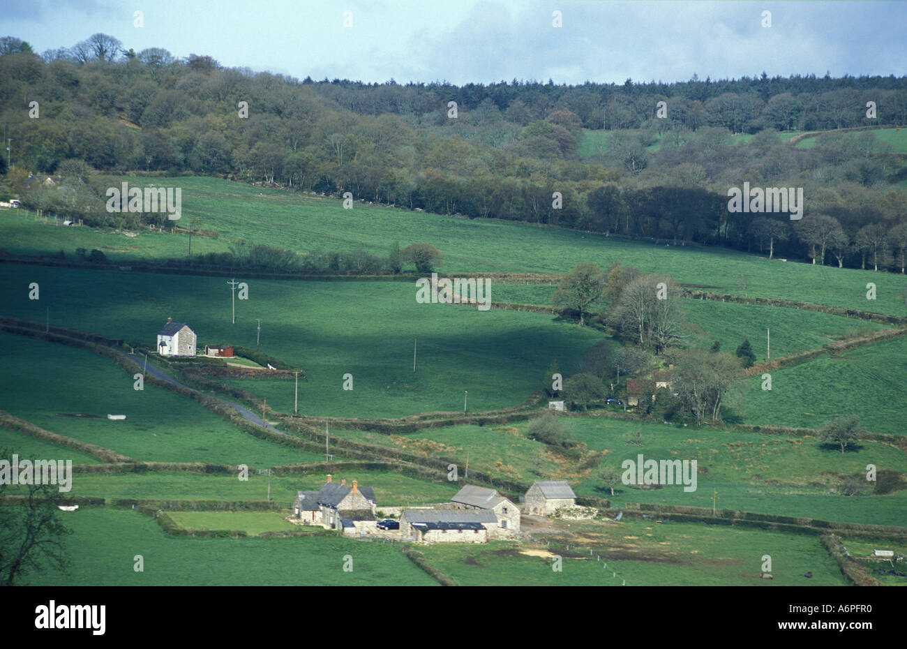 Patchwork de champ autour de Elscombe ferme près de Marsh dans la région des collines de Blackdown outstandin beauté naturelle est du Devon en Angleterre Banque D'Images