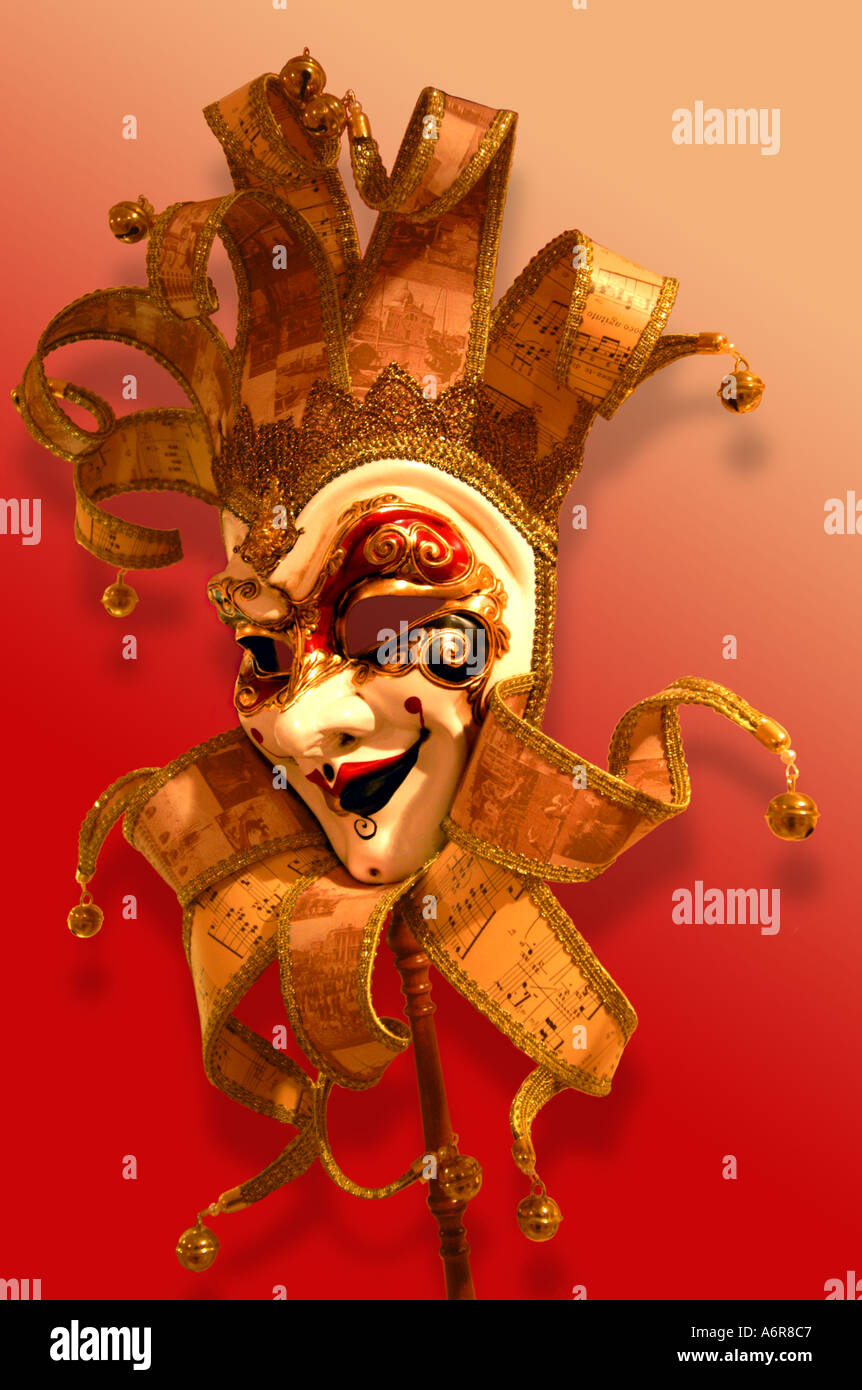 Carnaval vénitien masque de papier mâché papier mâché de fou Banque D'Images