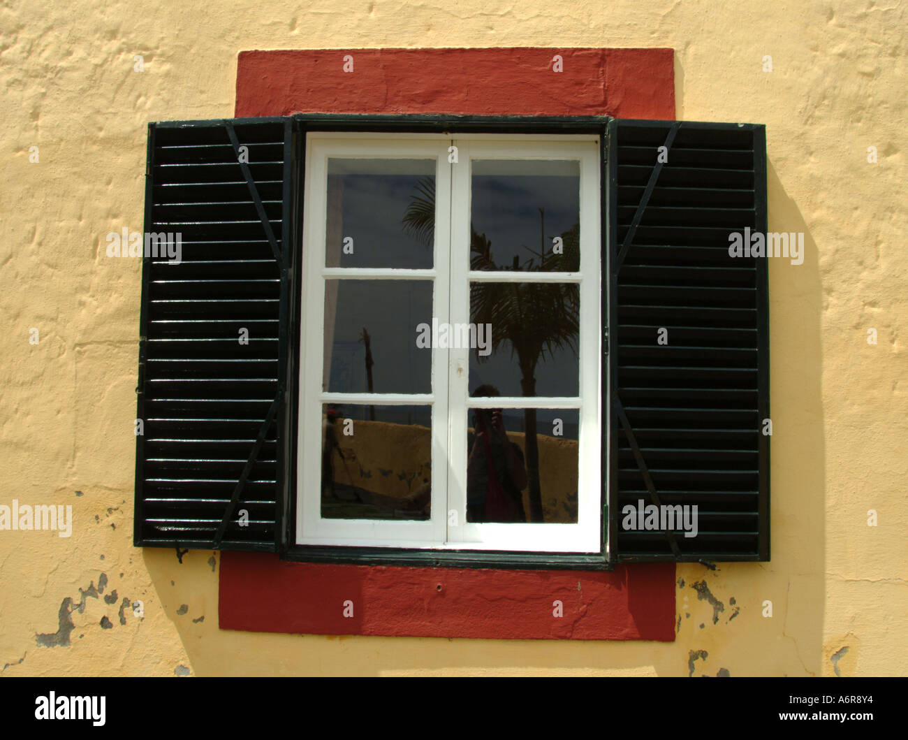 Machico,fenêtre, de Madère. Banque D'Images