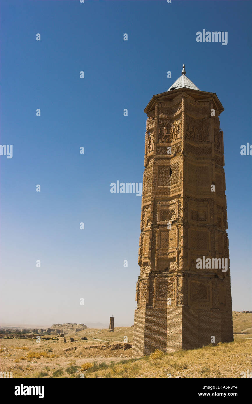 AFGHANISTAN Ghazni Minaret du Sultan Mas'ud 111 l'un des deux minarets début xiie siècle l'autre construit par Bahram Shah Banque D'Images