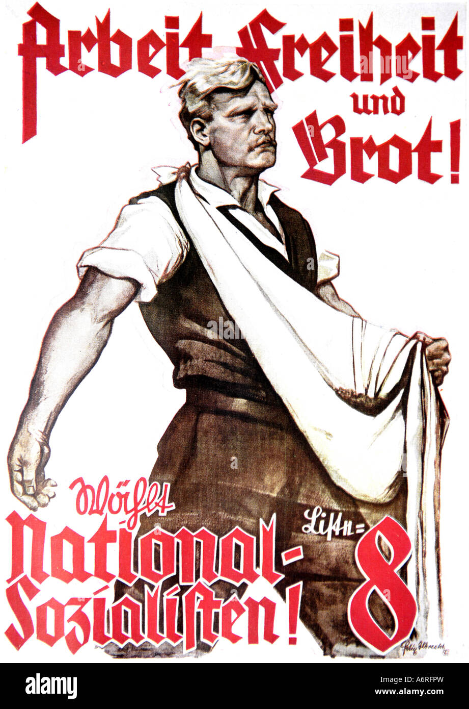 Arbeit Freiheit und brot poster rouge blanc noir le nazisme national-socialisme sozialisten1933 1945 L'histoire de l'Allemagne fasciste du patrimoine Banque D'Images
