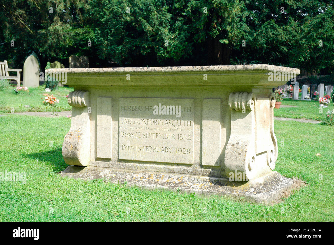 Tombe d'Herbert Henry Asquith, All Saints Churchyard, Sutton Courtenay, Oxfordshire, UK Banque D'Images