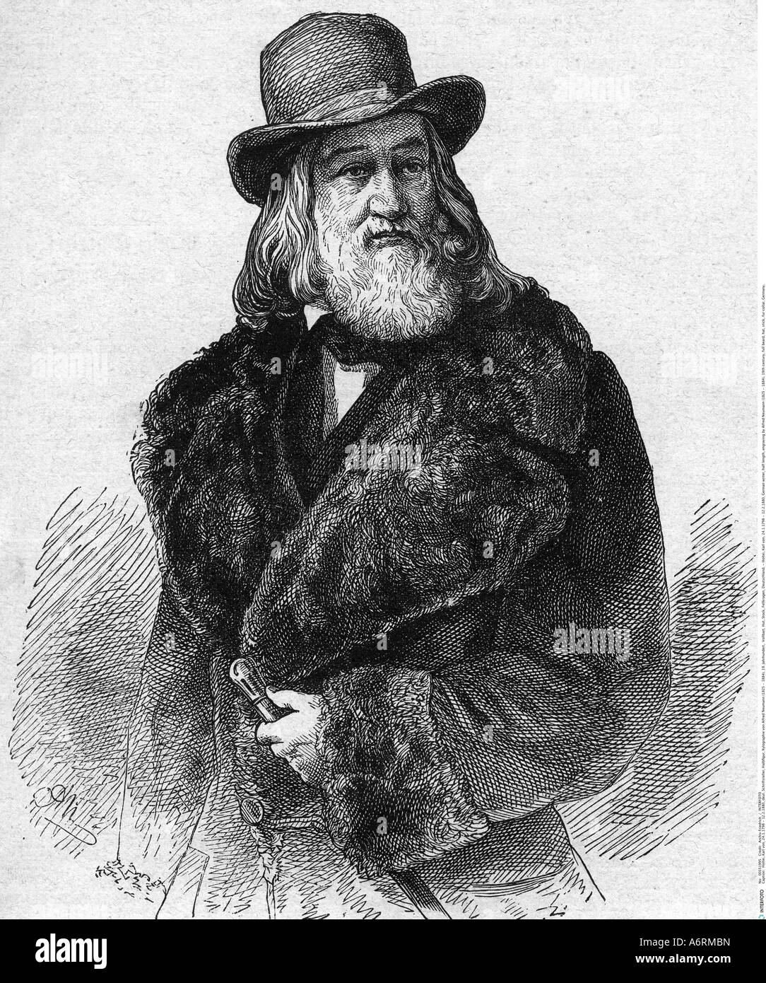 , Karl von Holtei, 24.1.1798 - 12.2.1880, l'écrivain allemand, demi-longueur, gravure par Alfred Neumann (1825 - 1884), 19e siècle, fu Banque D'Images