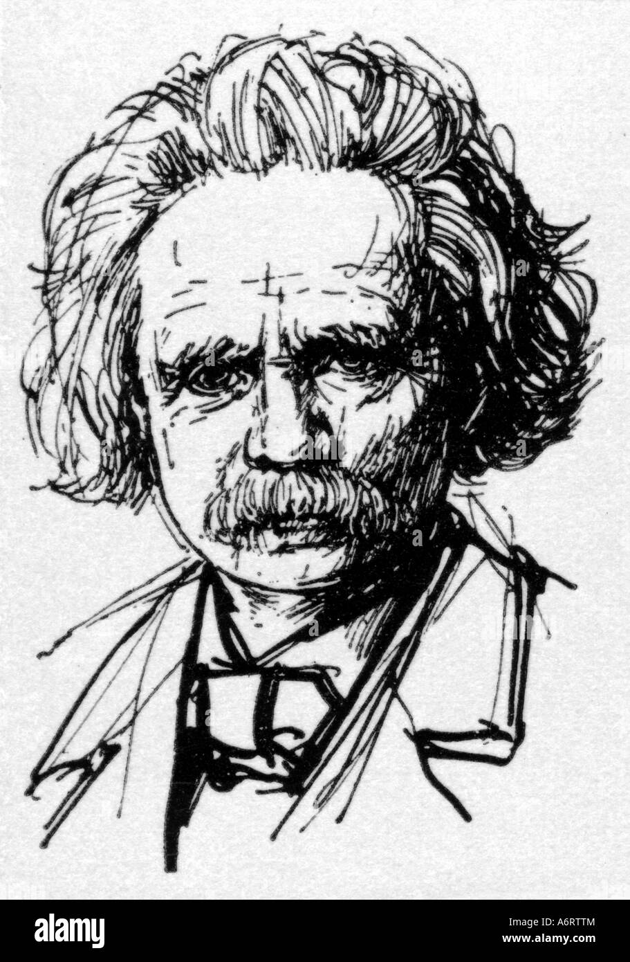 Grieg, Edvard, 15.6.1843 - 4.9 1907, compositeur norvégien, portrait, dessin à l'encre, tusche, Banque D'Images