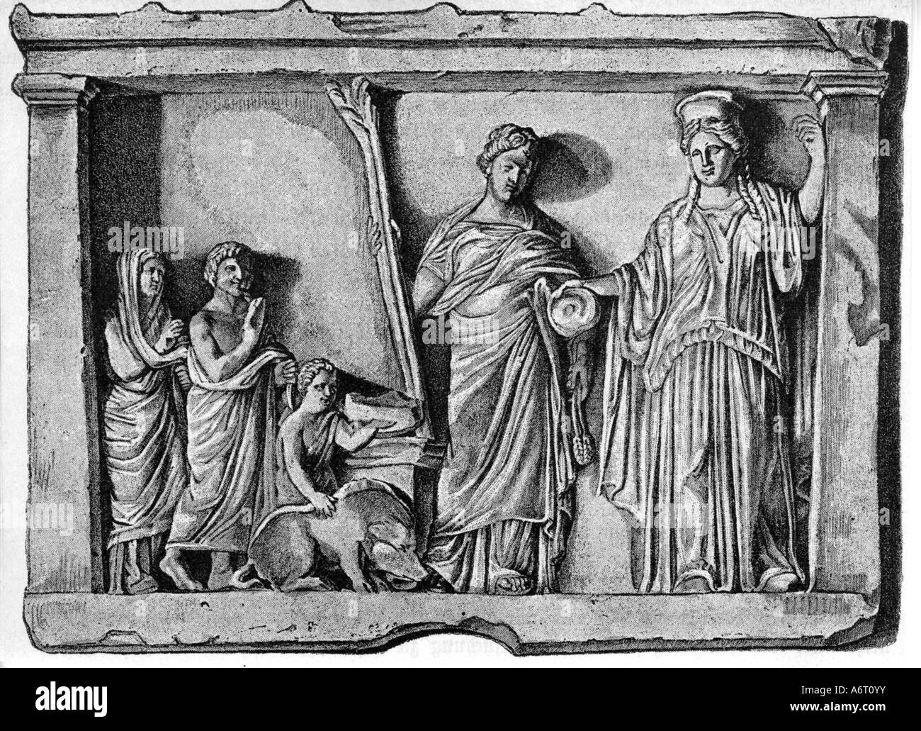 Ancien monde, Grèce, religion, sacrifice pour la déesse Demeter à Eleusis, vers le 4ème siècle avant J.-C., gravure du 19ème siècle, Louvre, Paris, mythologie grecque, historique, ancien monde, peuple, Banque D'Images Ancien monde, Grèce, religion, sacrifice pour la déesse Demeter à Eleusis, vers le 4ème siècle avant J.-C., gravure du 19ème siècle, Louvre, Paris, mythologie grecque, historique, ancien monde, peuple, Banque D'Images
