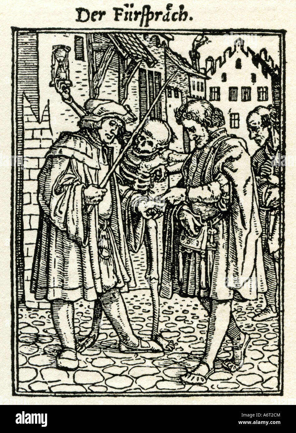 Mort, danse macabre, 'le défenseur', boisés par Hans Holbein le Jeune (1497 - 1543), Banque D'Images