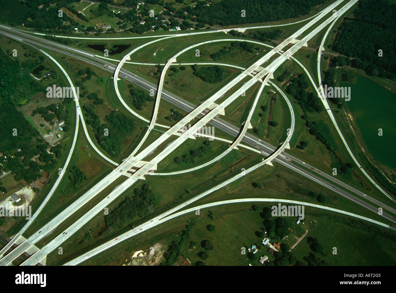 L'Interstate Highway Interchange Aerial Banque D'Images