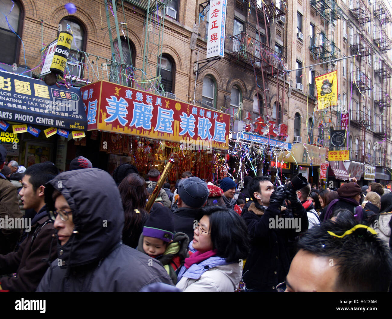 Les foules à la célébration du Nouvel An chinois dans le quartier chinois de Manhattan en 2007. Banque D'Images