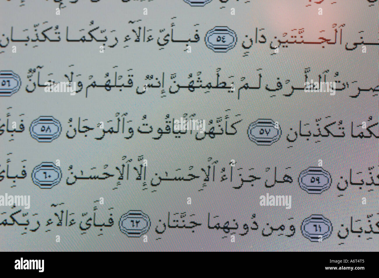 Script du Coran sur l'écran de l'ordinateur Banque D'Images
