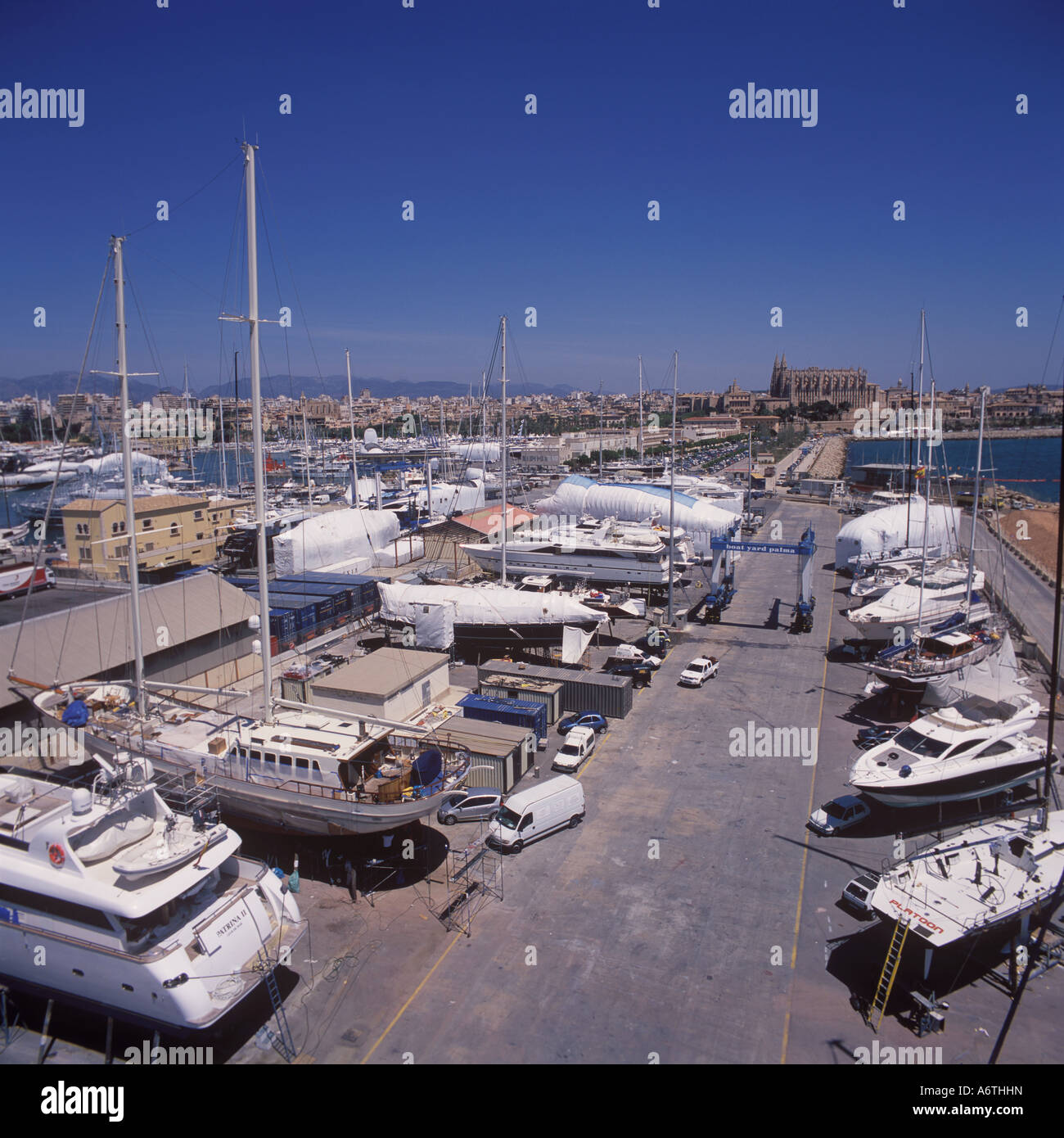 Birds Eye View de la partie de la zone de maintenance sur 'Moll Comercial' Palma de Majorque. Banque D'Images
