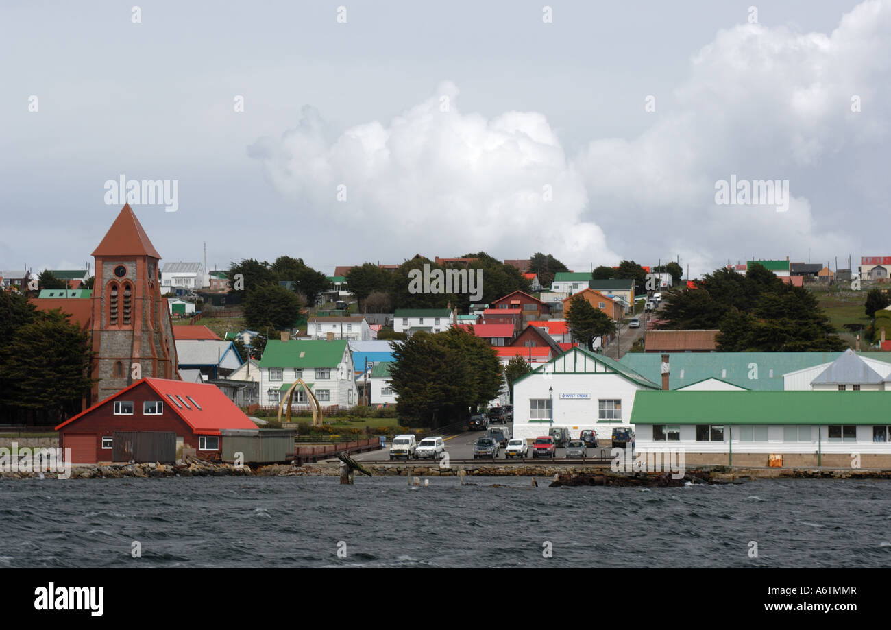 Vue sur Stanley, harmonisaient des îles Falkland, de Stanley Harbour Banque D'Images