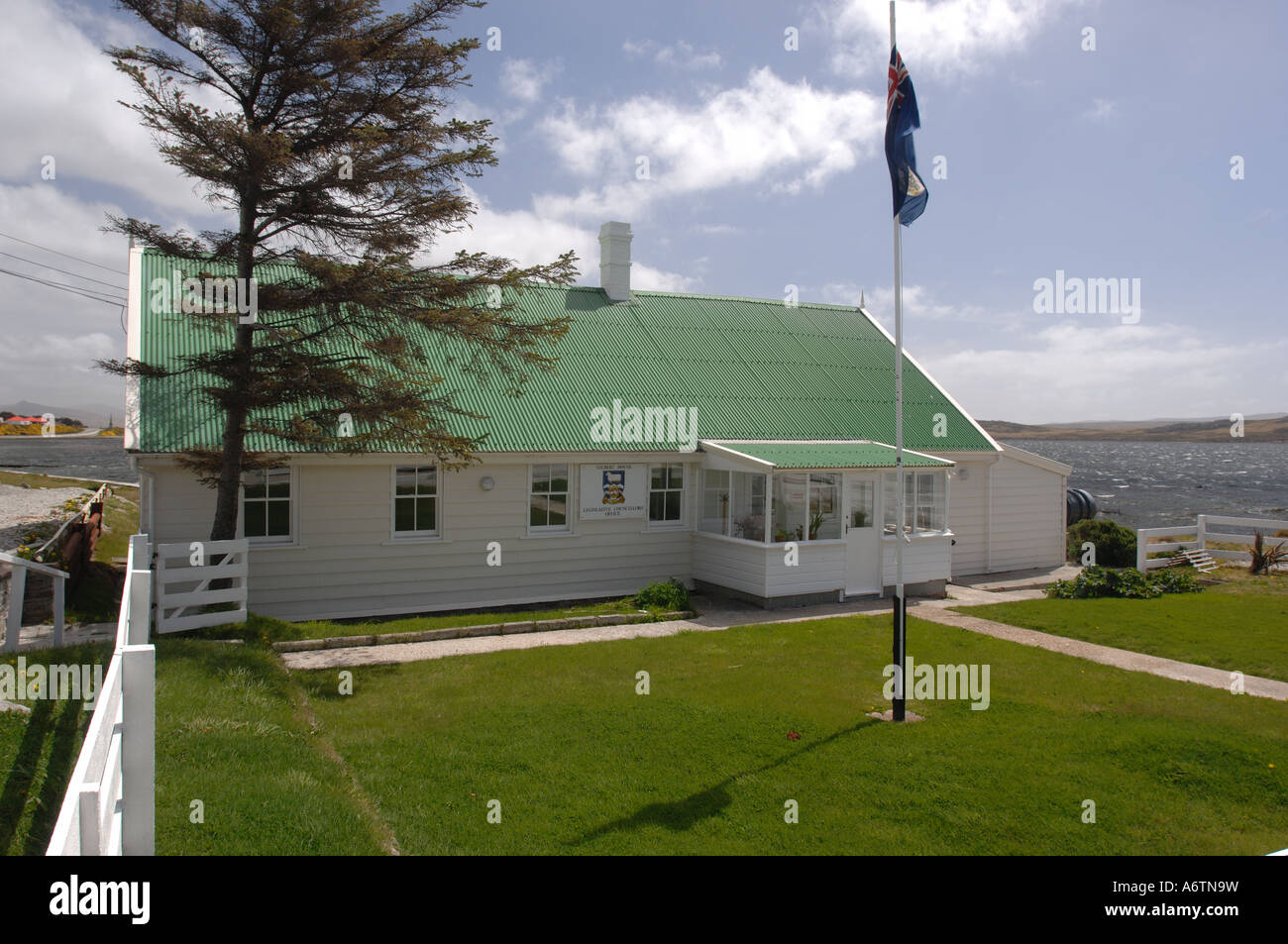 L'extérieur du siège de la chambre de Gilbert bureau parlementaire, l'Assemblée législative des îles Falkland Banque D'Images