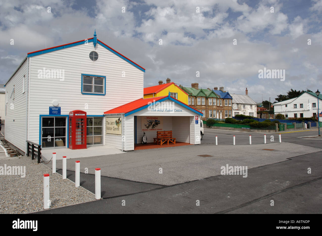 L'extérieur de la jetée, Centre d'information des visiteurs, Stanley, capitale de la Falkland Islands Banque D'Images