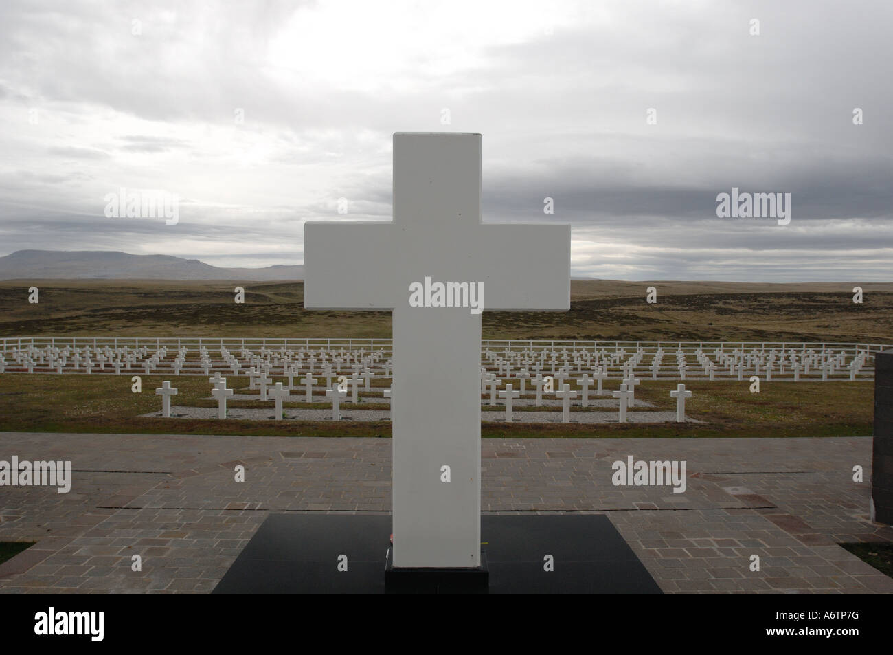 Mémorial de la guerre d'Argentine, Goose Green, Îles Falkland, l'Atlantique Sud Banque D'Images