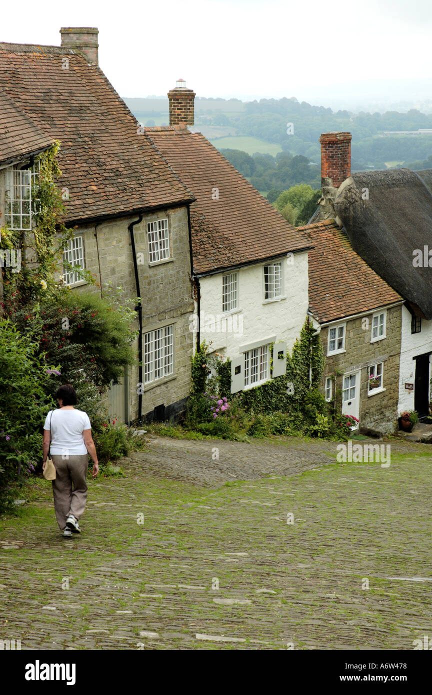 La colline d'or Shaftesbury Dorset England UK Grande-bretagne célèbre pain Hovis annonce Banque D'Images
