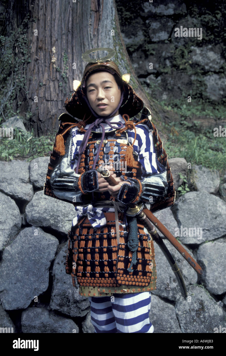 L'Asie, Japon, Nikko, samouraï garçon la reconstitution médiévale, Toshogu Festival Banque D'Images