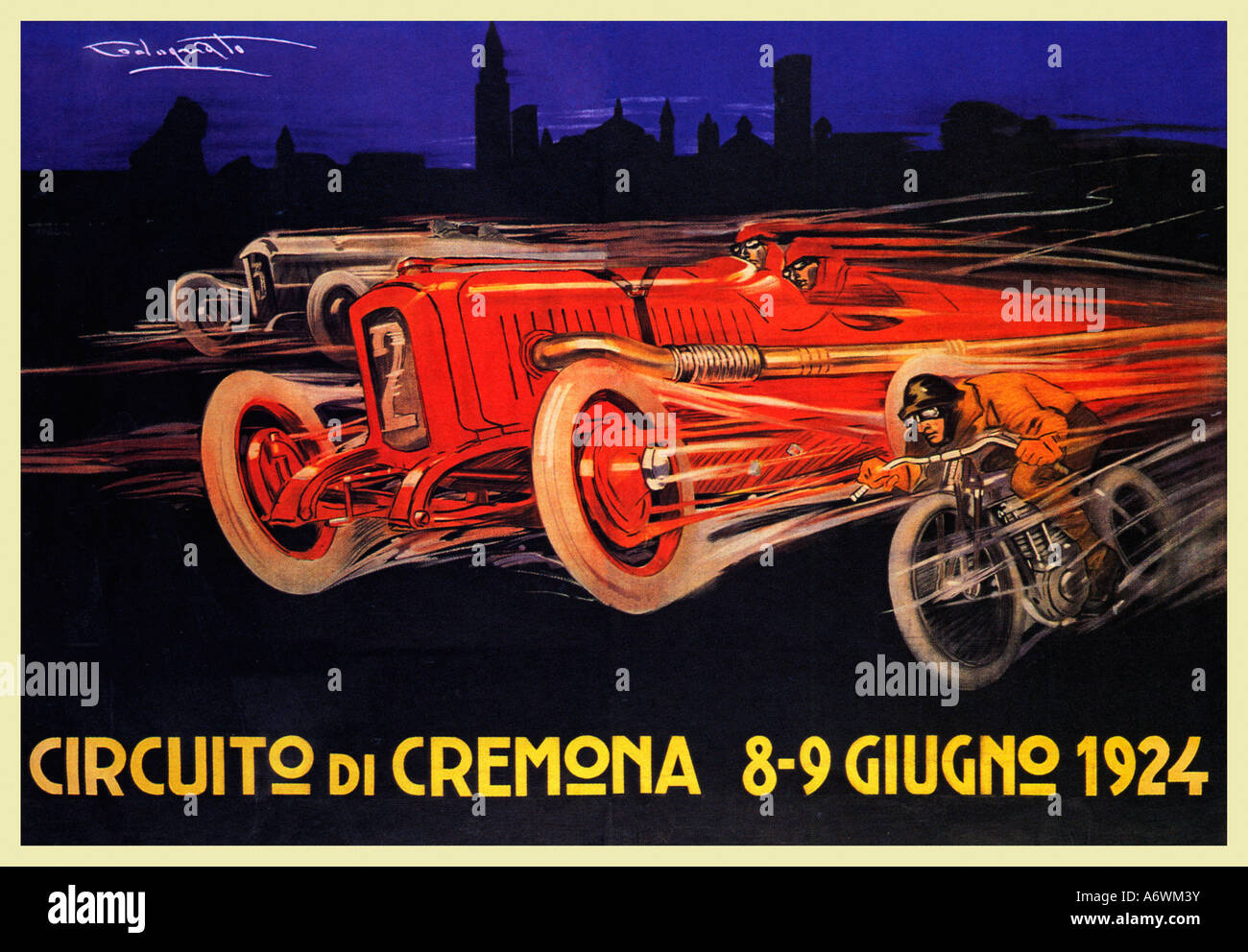 Circuito di Cremona 1924 Affiche annonçant le circuit de course automobile italienne Banque D'Images