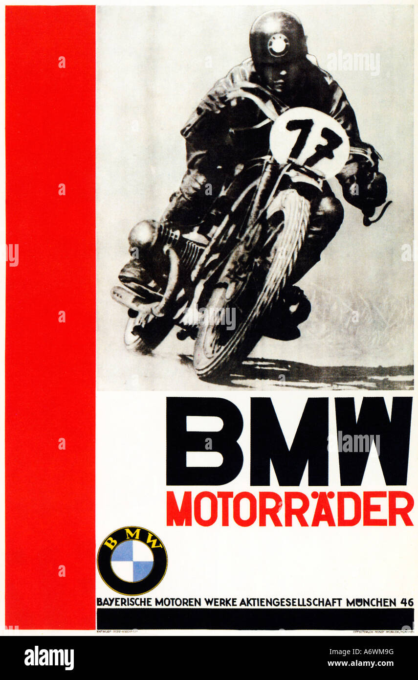 Les motos BMW 1935 affiche pour l'Kirchem Popp motos allemand fait à Munich Banque D'Images