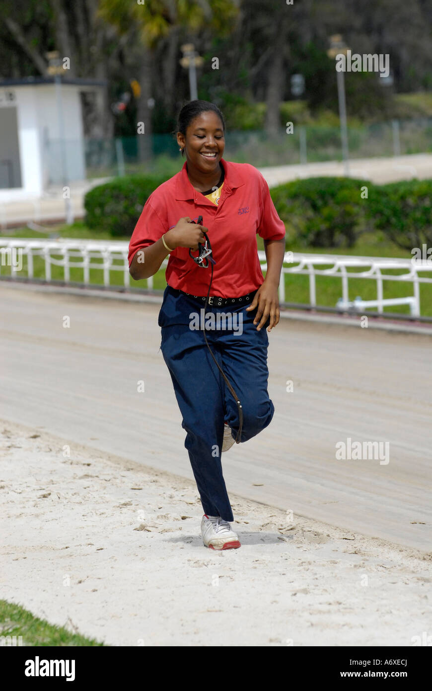 Le maîtrechien d'utiliser de nouveau à leur position à la course de